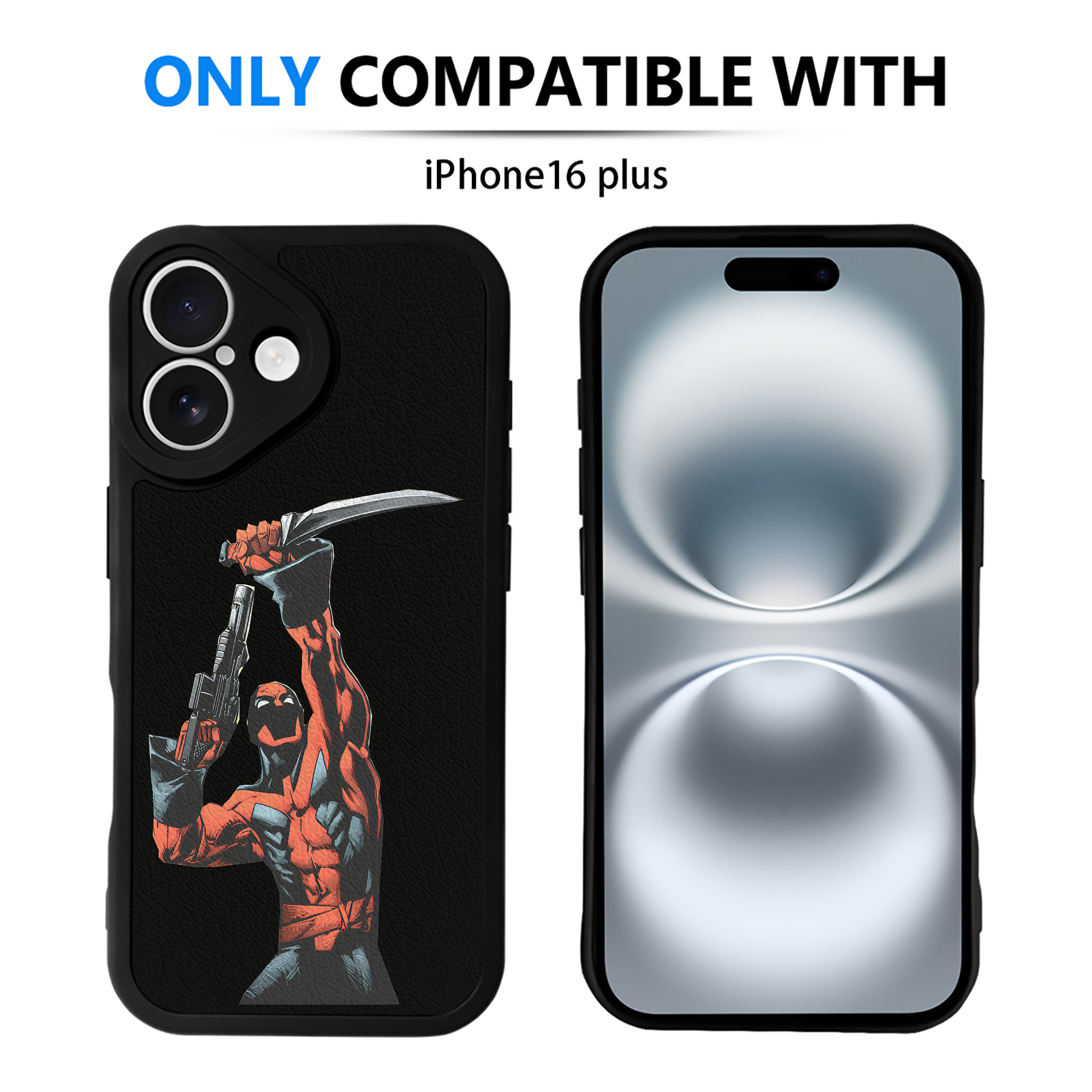 （画像用） Deadpool デッドプール 【iPhone 16シリーズ対応】シリコンスマホケース（レザー調） 材質：シリコン